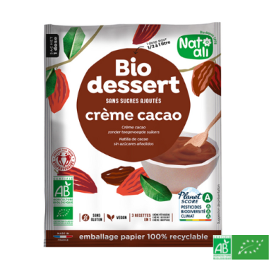 Préparation en poudre biologique pour réaliser votre crème dessert cacao
